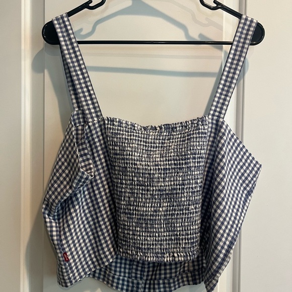 Levi’s Lottie Gingham Crop Linen Top Size XXL - Picture 2 of 4